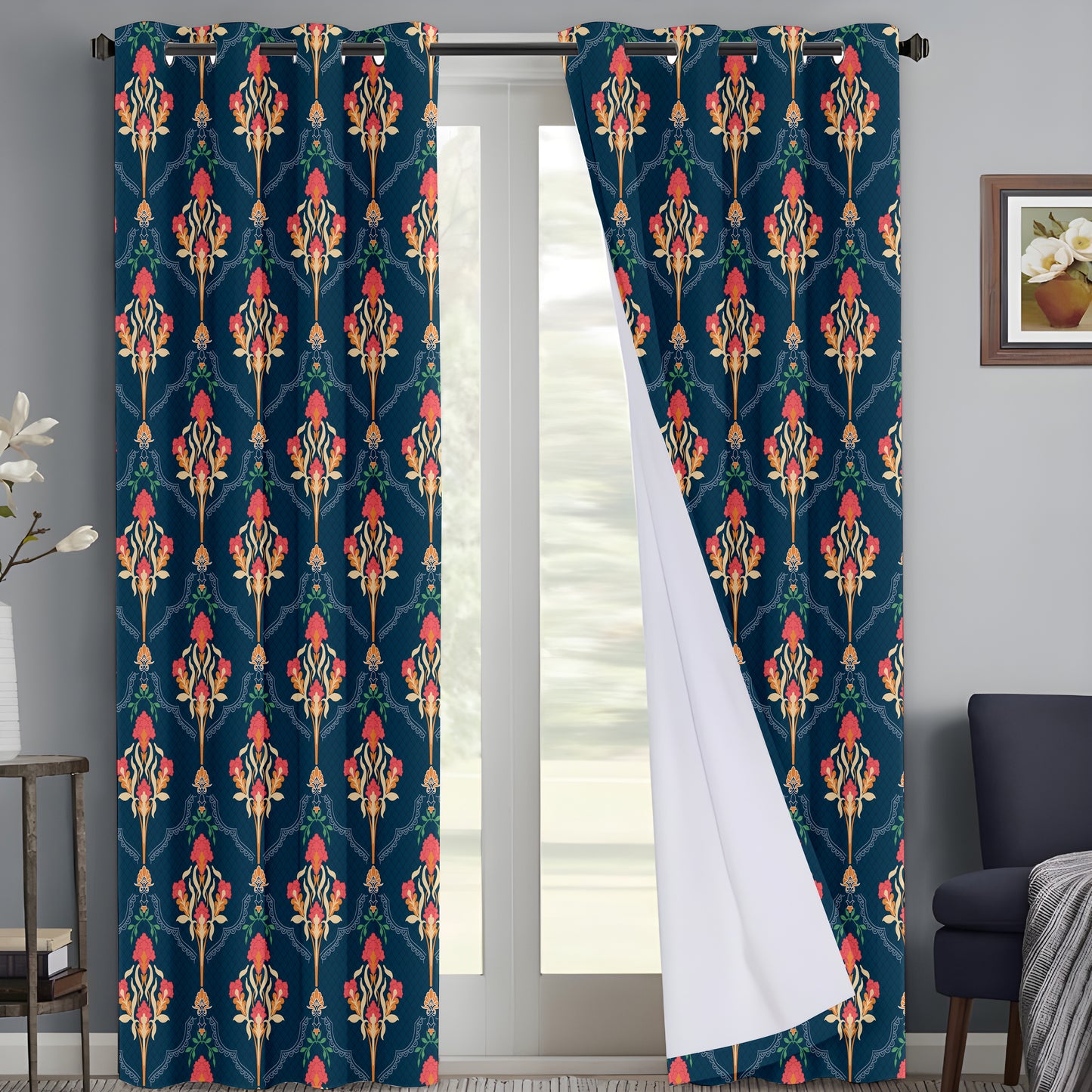 Vintage Floral Tapestry Curtains