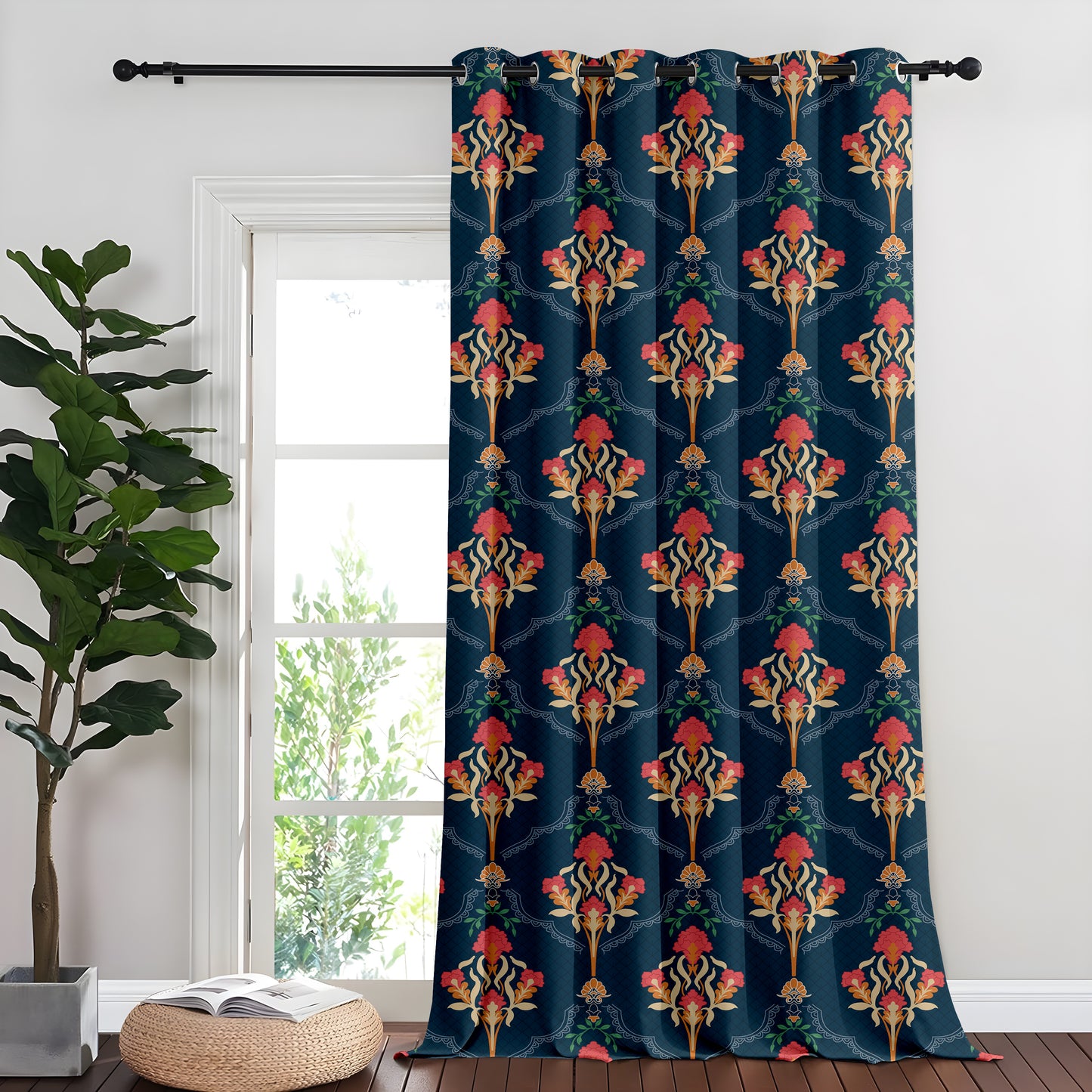 Vintage Floral Tapestry Curtains