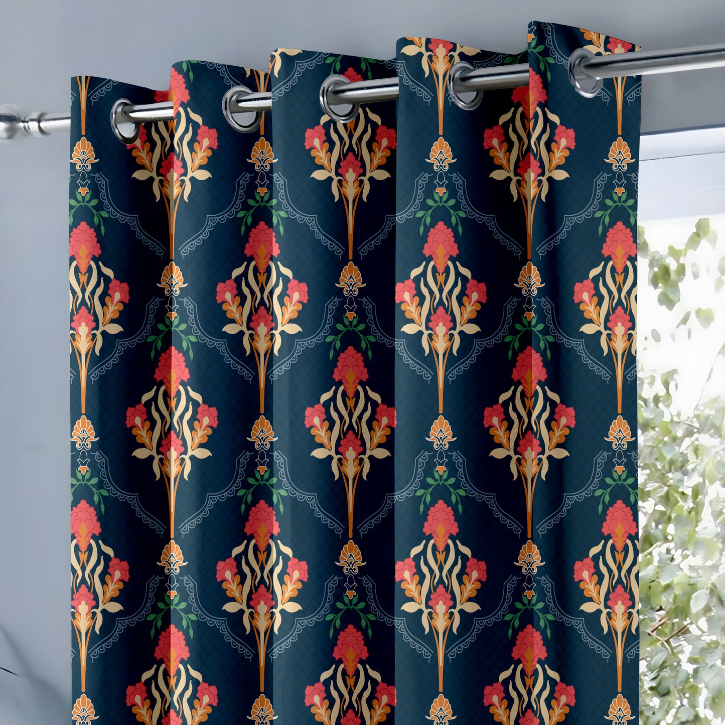 Vintage Floral Tapestry Curtains