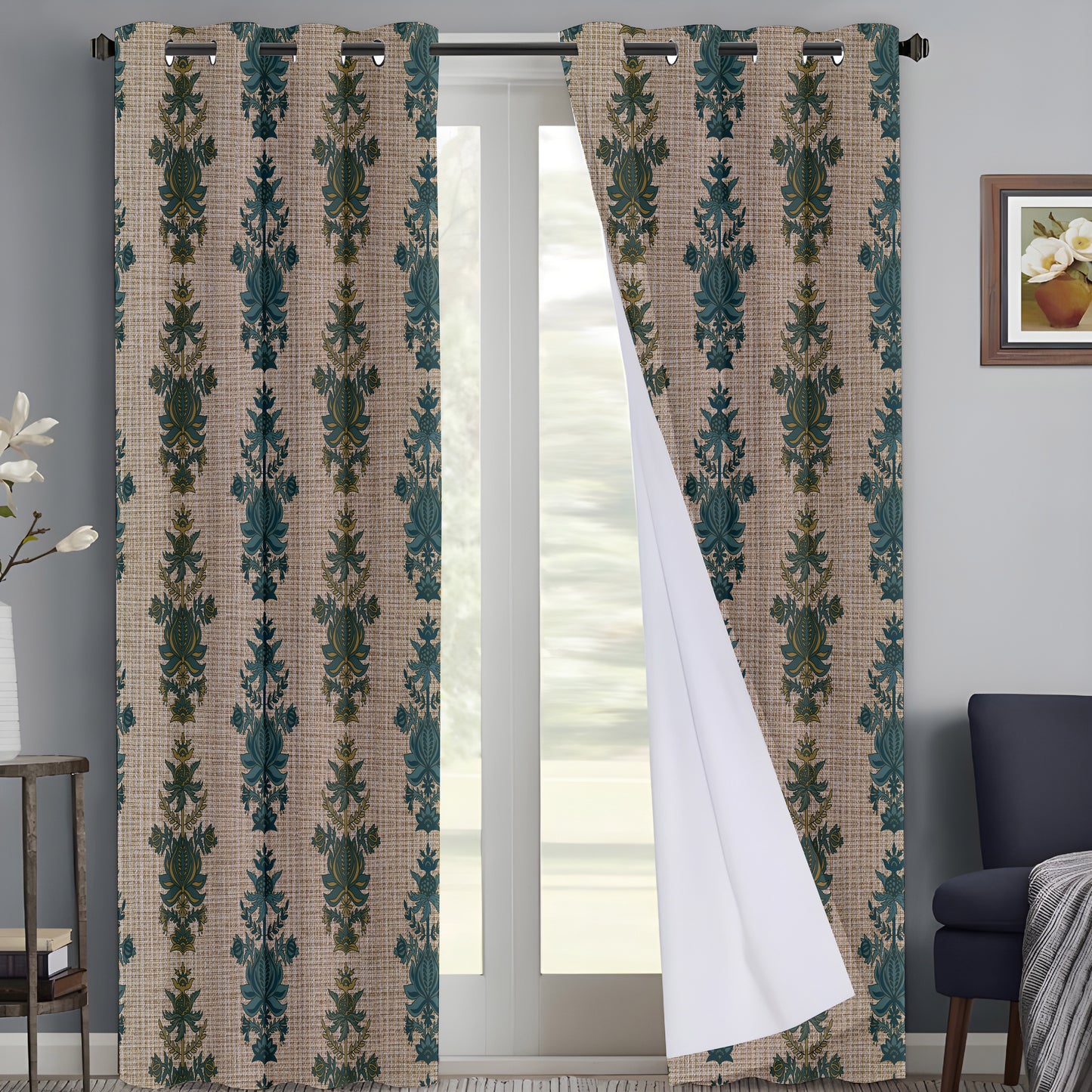 Rustic Floral Tapestry Curtains