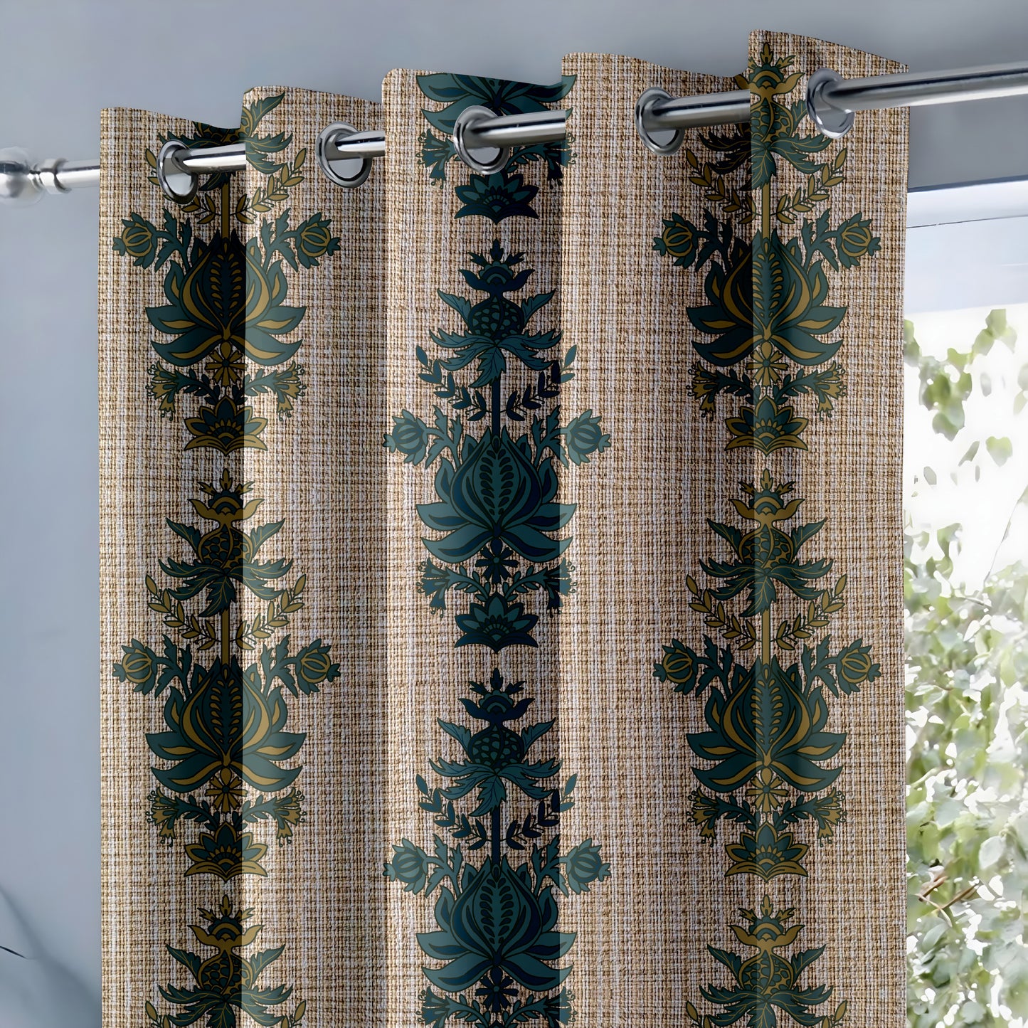 Rustic Floral Tapestry Curtains