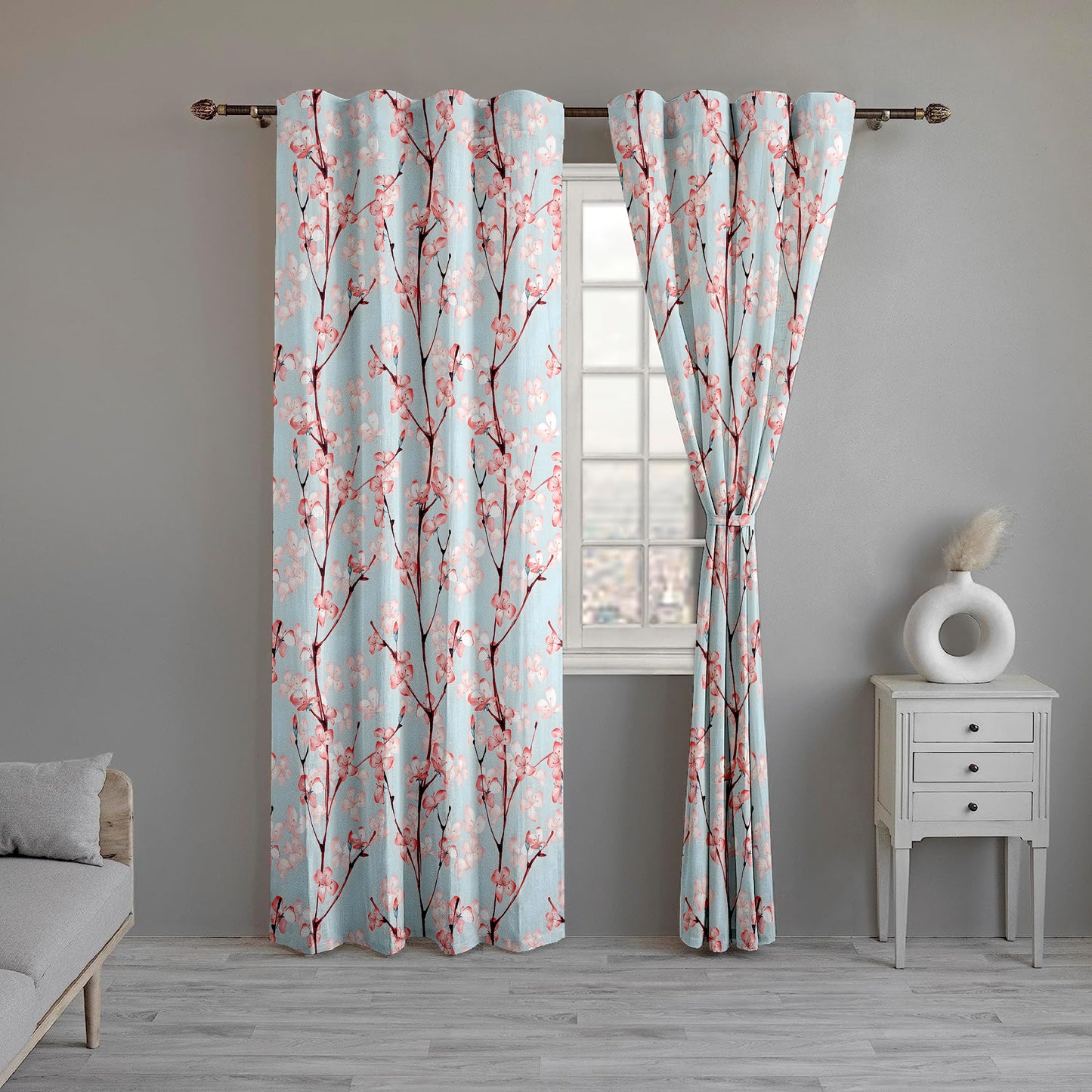 Whimsical Watercolor Cherry Blossom Curtains