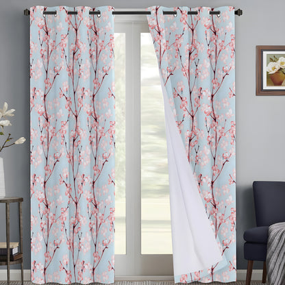 Whimsical Watercolor Cherry Blossom Curtains