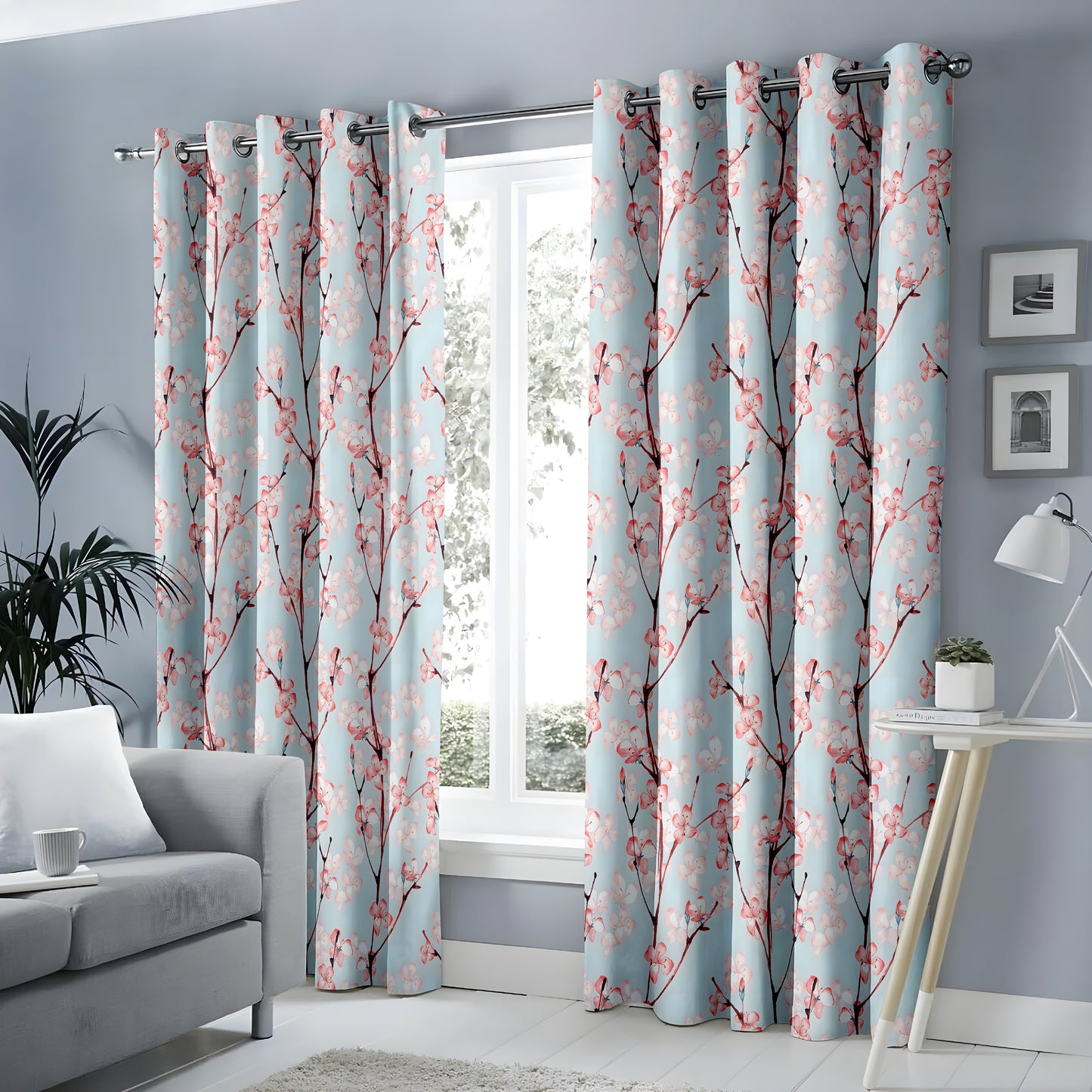 Whimsical Watercolor Cherry Blossom Curtains