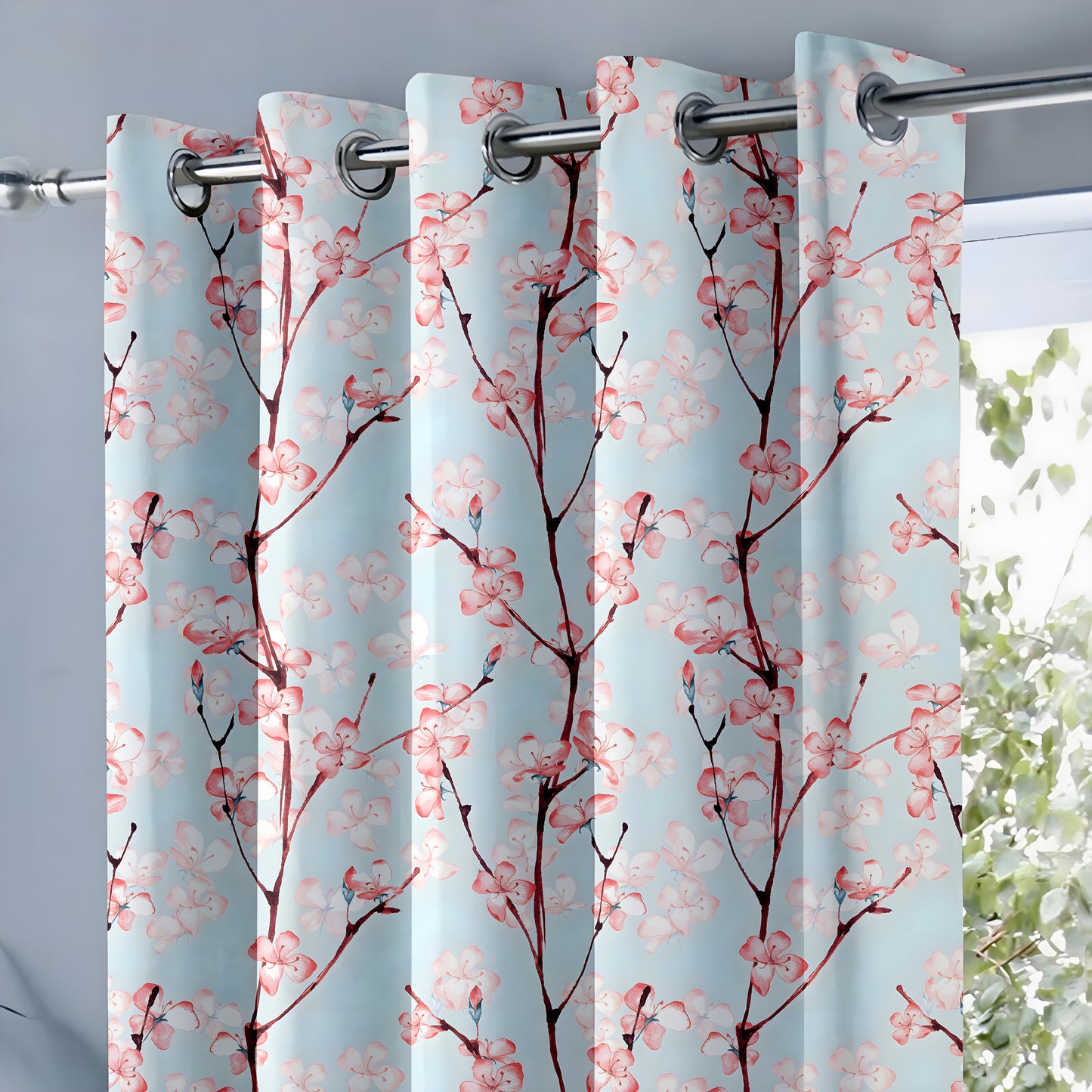 Whimsical Watercolor Cherry Blossom Curtains