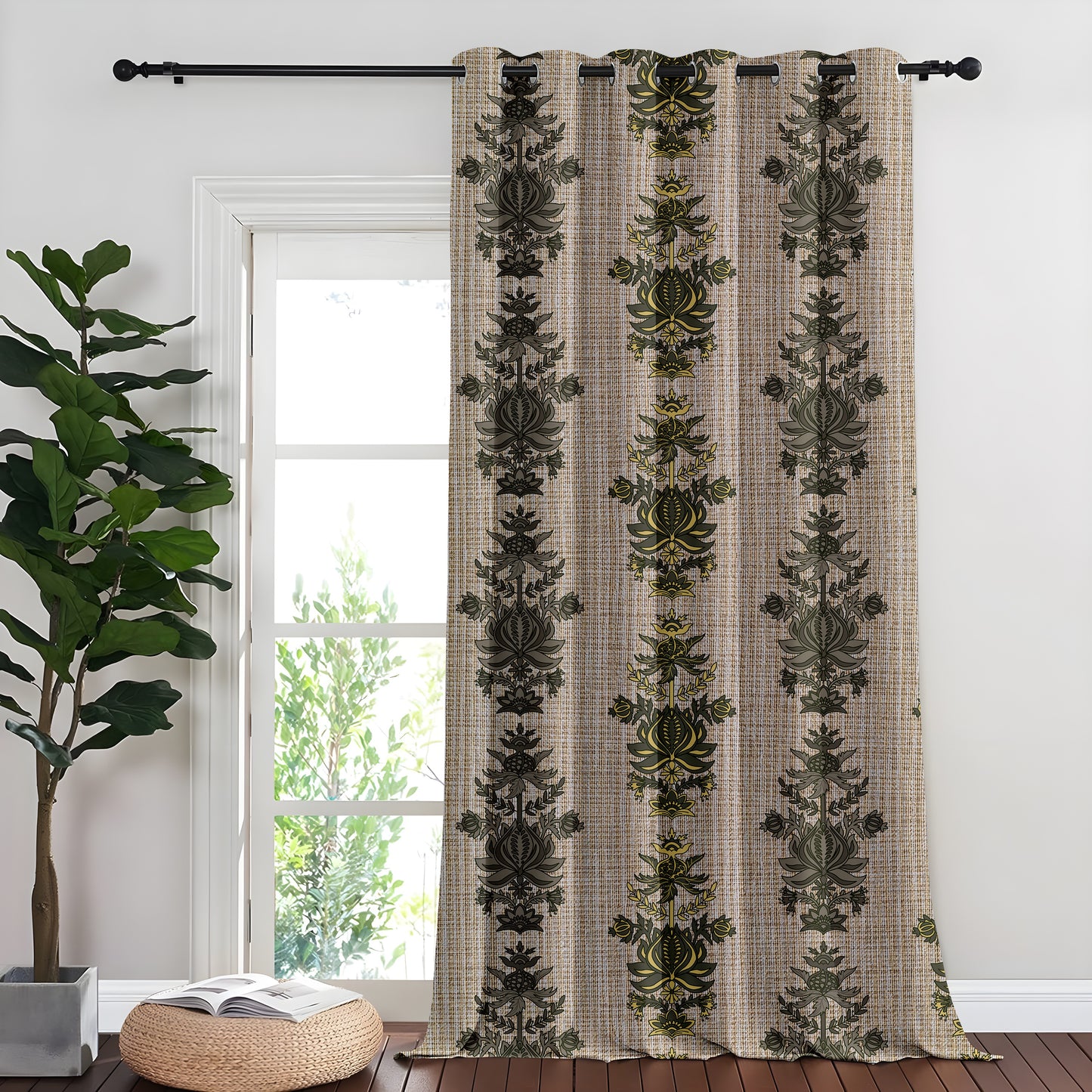 Rustic Floral Tapestry Curtains