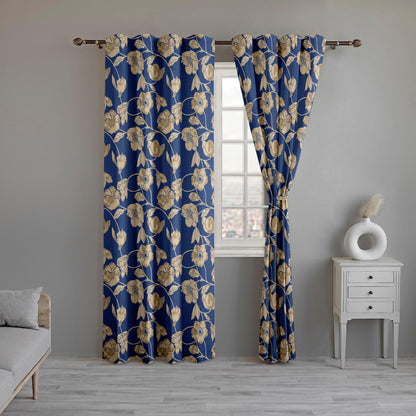 Navy Floral Nighttime Curtains