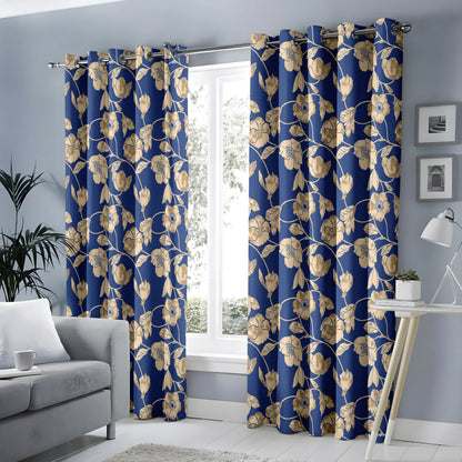 Navy Floral Nighttime Curtains