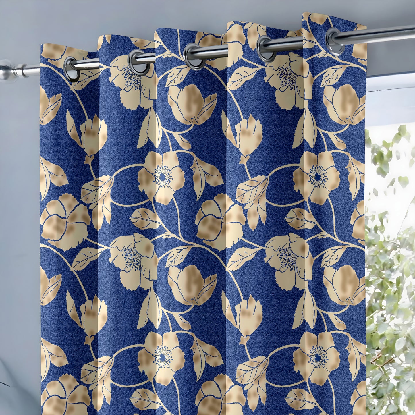 Navy Floral Nighttime Curtains