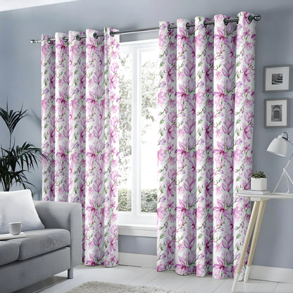 Whimsical Watercolor Magnolia Curtains