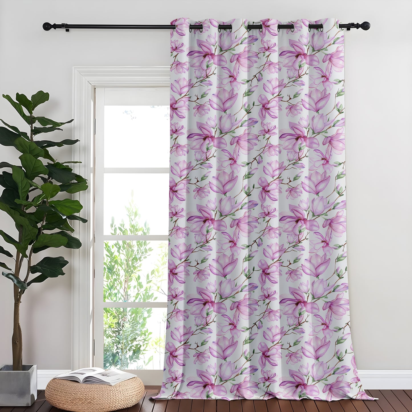 Whimsical Watercolor Magnolia Curtains