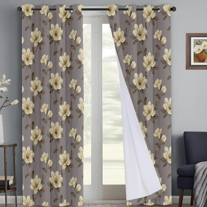 Whimsical Watercolor Magnolia Curtains